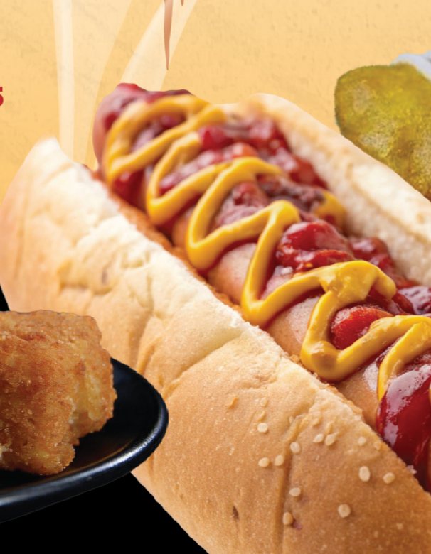 Hot dog con mostaza y salsa de tomate